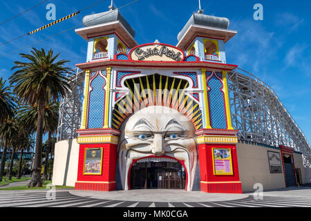 Eingang zum Luna Park St. Kilda Unterhaltungen in der Nähe von Melbourne in Australien Stockfoto