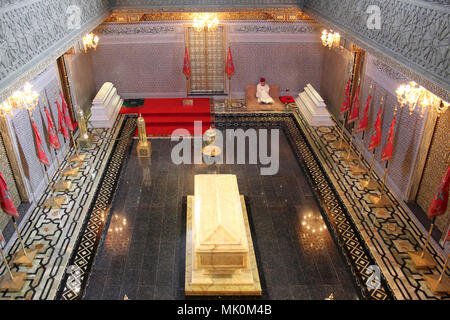 Mausoleum von Mohammed V, Hassan II. und Prinz Moulay Abdallah, Rabat Marokko Stockfoto