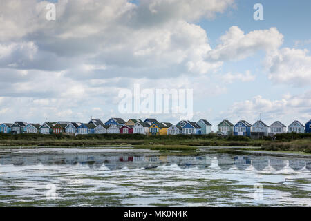 Badekabinen, Hengistbury Head, Dorset Stockfoto