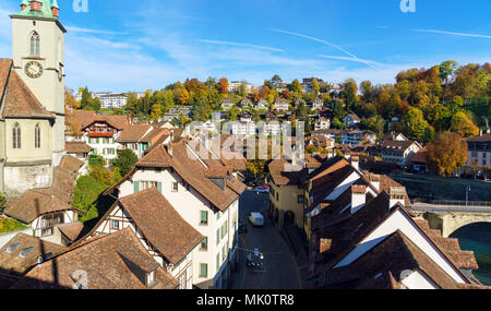 Brücke über die Aare und Nydegg Kirche, Bern, Schweiz Stockfoto