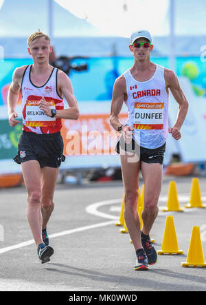 GOLD COAST, Australien - 8 April: Evan Dunfee von Kanada konkurrieren in der Männer 20 k Spaziergang an der Gold Coast 2018 Commonwealth Games in Carrara Stadium auf Stockfoto