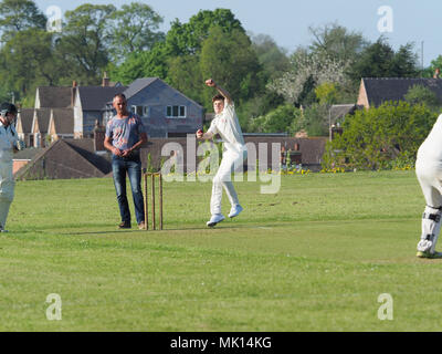 05.05.2018, Wymeswold, Leicestershire, England. Kricket Wymeswold CC 2 v Hucknall 4 ths im Süden Notts Cricket Liga Stockfoto