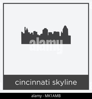 Cincinnati skyline Symbol auf weißem Hintergrund mit grauen Rahmen, Zeichen und Symbol isoliert Stock Vektor