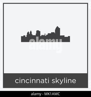 Cincinnati skyline Symbol auf weißem Hintergrund mit grauen Rahmen, Zeichen und Symbol isoliert Stock Vektor