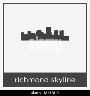 Richmond skyline Symbol auf weißem Hintergrund mit grauen Rahmen, Zeichen und Symbol isoliert Stock Vektor