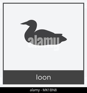 Loon Symbol auf weißem Hintergrund mit grauen Rahmen, Zeichen und Symbol isoliert Stock Vektor