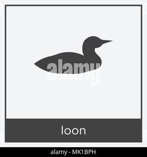 Loon Symbol auf weißem Hintergrund mit grauen Rahmen, Zeichen und Symbol isoliert Stock Vektor
