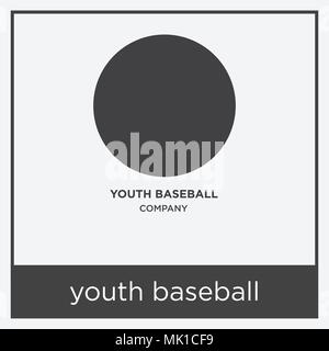 Jugend baseball Symbol auf weißem Hintergrund mit grauen Rahmen, Zeichen und Symbol isoliert Stock Vektor