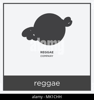 Reggae Symbol auf weißem Hintergrund mit grauen Rahmen, Zeichen und Symbol isoliert Stock Vektor