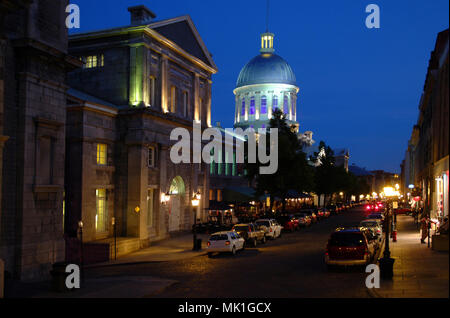 Marche Bonsecours in der Nacht im Alten Hafen von Montreal, Quebec und war für mehr als 100 Jahre war es die wichtigsten öffentlichen Markt in Montreal Stockfoto