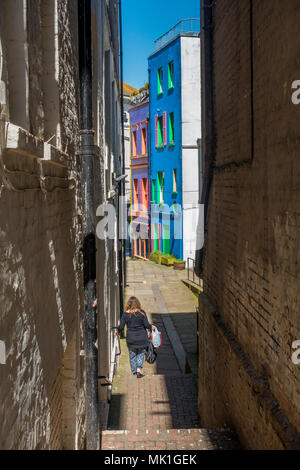 Gasse, Hinten, Rendezvous Street, Folkestone, Kent, England, Großbritannien Stockfoto