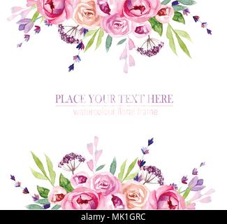 Kranz aus Blumen in Aquarell Stock Vektor