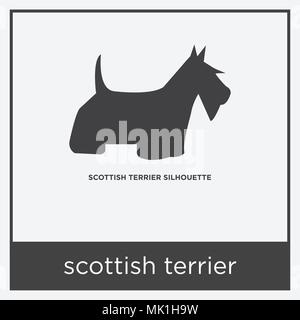 Scottish Terrier Symbol auf weißem Hintergrund mit grauen Rahmen, Zeichen und Symbol isoliert Stock Vektor
