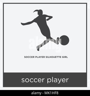 Soccer player Symbol auf weißem Hintergrund mit grauen Rahmen, Zeichen und Symbol isoliert Stock Vektor