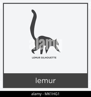 Lemur Symbol auf weißem Hintergrund mit grauen Rahmen, Zeichen und Symbol isoliert Stock Vektor