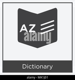 Wörterbuch Symbol auf weißem Hintergrund mit grauen Rahmen, Zeichen und Symbol isoliert Stock Vektor