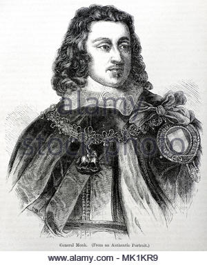 George Monck, 1st Duke of Albemarle, 1608 - 1670, war ein englischer Soldat und Politiker, und eine zentrale Figur in der Restauration der Monarchie von König Karl II. im Jahr 1660, antike Darstellung von ca. 1880 Stockfoto