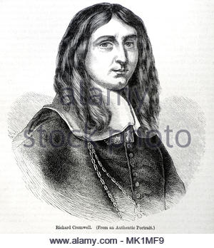 Richard Cromwell 1626 - 1712 wurde der zweite Lord Protector von England, Schottland und Irland und war einer von nur zwei Bürger der Englischen Staatsoberhaupt zu werden, der andere ist sein Vater, Oliver Cromwell, aus denen er die Post, antike Abbildung aus der Zeit um 1880 geerbt Stockfoto