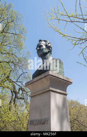 Alexander von Humboldt Büste, Central Park West, NYC Stockfoto