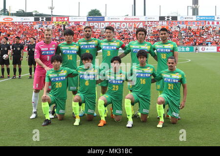 JEF United Chiba team Gruppe Line-up, 6. Mai 2018 Fußball: 2018 J2Liga Match zwischen Omiya Ardija 0-1 JEF United Chiba bei Nack 5 Stadion Omiya in Saitama, Japan. Credit: Sho Tamura/LBA SPORT/Alamy leben Nachrichten Stockfoto