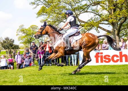 Cross Country. Tom McEwan. Toledo de Kerser. GBR. Fisher Bürste. Zaun 30. Mitsubishi Badminton Horse Trials. Badminton. UK. 05.05.2018. Stockfoto