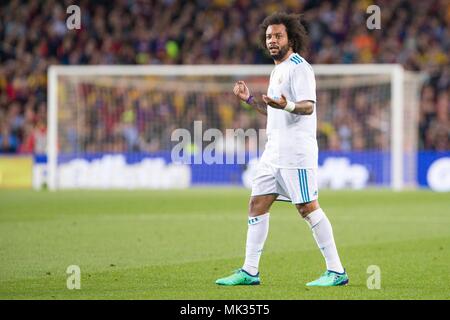 Spanien - 6. Mai: Real Madrid Verteidiger Marcelo (12) Während des Spiels zwischen dem FC Barcelona gegen Real Madrid für die Runde 36 der Liga Santander, spielte im Camp Nou Stadion am 6. Mai 2018 in Barcelona, Spanien. (Credit: Mikel Trigueros/Urbanandsport/Cordon Cordon Drücken Drücken) Stockfoto