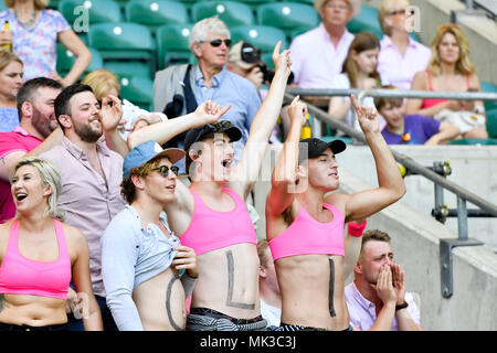 London, Großbritannien. 6. Mai, 2018. Oliver Wright Anhänger schreit während 2018 RFU-Cup - Mittelstufe Cup Finale: Camberley RFC vs Droitwich RFC bei Twickenham Stadion am Sonntag, den 06. Mai 2018. LONDON, ENGLAND. Credit: Taka G Wu Credit: Taka Wu/Alamy leben Nachrichten Stockfoto