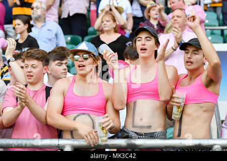 London, Großbritannien. 6. Mai, 2018. Oliver Wright Anhänger schreit während 2018 RFU-Cup - Mittelstufe Cup Finale: Camberley RFC vs Droitwich RFC bei Twickenham Stadion am Sonntag, den 06. Mai 2018. LONDON, ENGLAND. Credit: Taka G Wu Credit: Taka Wu/Alamy leben Nachrichten Stockfoto