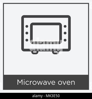 Mikrowelle Backofen Symbol auf weißem Hintergrund mit grauen Rahmen, Zeichen und Symbol isoliert Stock Vektor