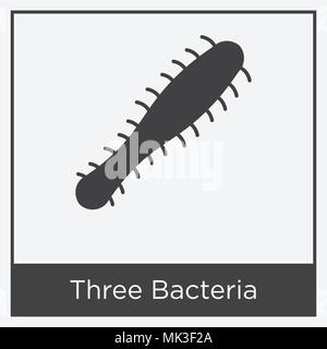 Drei Bakterien Symbol auf weißem Hintergrund mit grauen Rahmen, Zeichen und Symbol isoliert Stock Vektor
