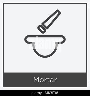 Mörtel Symbol auf weißem Hintergrund mit grauen Rahmen, Zeichen und Symbol isoliert Stock Vektor