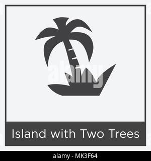 Insel mit zwei Bäumen Symbol auf weißem Hintergrund mit grauen Rahmen, Zeichen und Symbol isoliert Stock Vektor