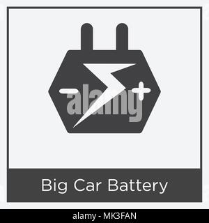 Großes Auto Batterie Symbol auf weißem Hintergrund mit grauen Rahmen, Zeichen und Symbol isoliert Stock Vektor