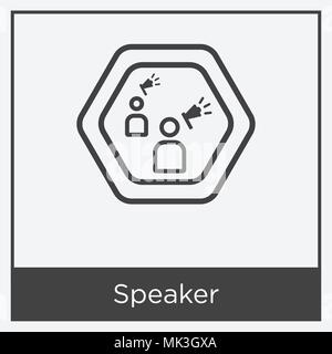 Lautsprecher Symbol auf weißem Hintergrund mit grauen Rahmen, Zeichen und Symbol isoliert Stock Vektor