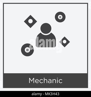 Mechaniker Symbol auf weißem Hintergrund mit grauen Rahmen, Zeichen und Symbol isoliert Stock Vektor