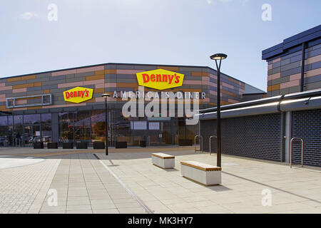 Swansea, Großbritannien: 08.März 2018: Der erste Denny American Diner in Großbritannien zu öffnen, war in Swansea 2017 70 Arbeitsplätze schaffen. Das Original American Diner. Stockfoto