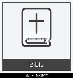 Bibel Symbol auf weißem Hintergrund mit grauen Rahmen, Zeichen und Symbol isoliert Stock Vektor