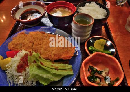 Verschiedene Lebensmittel, während in Japan Reisen gegessen Stockfoto