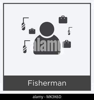 Fischer Symbol auf weißem Hintergrund mit grauen Rahmen, Zeichen und Symbol isoliert Stock Vektor