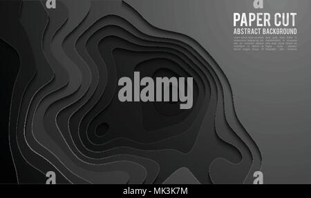 Papier schneiden banner Konzept. Papier schnitzen schwarzen Hintergrund für Karte Poster Broschüren Flyer Design in Schwarz Farben. 3d abstrakt Hintergrund Stock Vektor