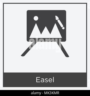 Staffelei Symbol auf weißem Hintergrund mit grauen Rahmen, Zeichen und Symbol isoliert Stock Vektor