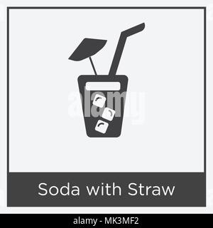 Soda mit Stroh Symbol auf weißem Hintergrund mit grauen Rahmen, Zeichen und Symbol isoliert Stock Vektor