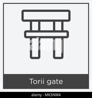 Torii-tor Symbol auf weißem Hintergrund mit grauen Rahmen, Zeichen und Symbol isoliert Stock Vektor