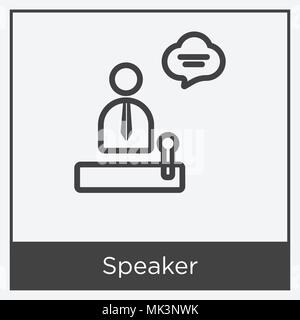 Lautsprecher Symbol auf weißem Hintergrund mit grauen Rahmen, Zeichen und Symbol isoliert Stock Vektor