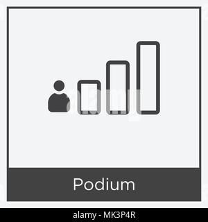 Podium Symbol auf weißem Hintergrund mit grauen Rahmen, Zeichen und Symbol isoliert Stock Vektor