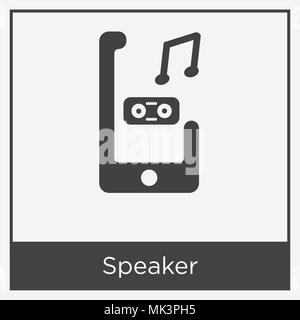 Lautsprecher Symbol auf weißem Hintergrund mit grauen Rahmen, Zeichen und Symbol isoliert Stock Vektor