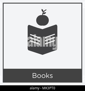 Bücher Symbol auf weißem Hintergrund mit grauen Rahmen, Zeichen und Symbol isoliert Stock Vektor