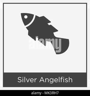 Silber Angelfish Symbol auf weißem Hintergrund mit grauen Rahmen, Zeichen und Symbol isoliert Stock Vektor