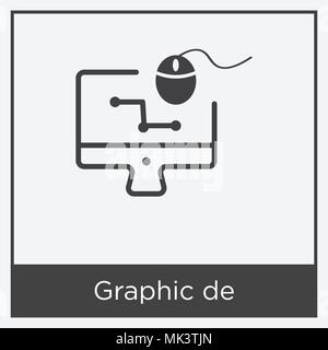 Grafik de Symbol auf weißem Hintergrund mit grauen Rahmen, Zeichen und Symbol isoliert Stock Vektor