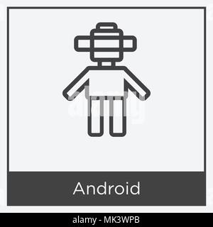 Android Symbol auf weißem Hintergrund mit grauen Rahmen, Zeichen und Symbol isoliert Stock Vektor